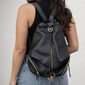 Rebecca Minkoff Julian Black Leather Backpack Gold Hardware Designer